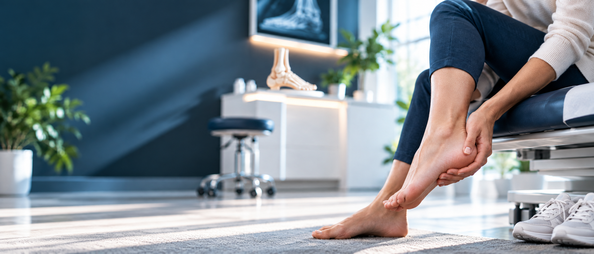 Modern podiatry exam room for heel pain care